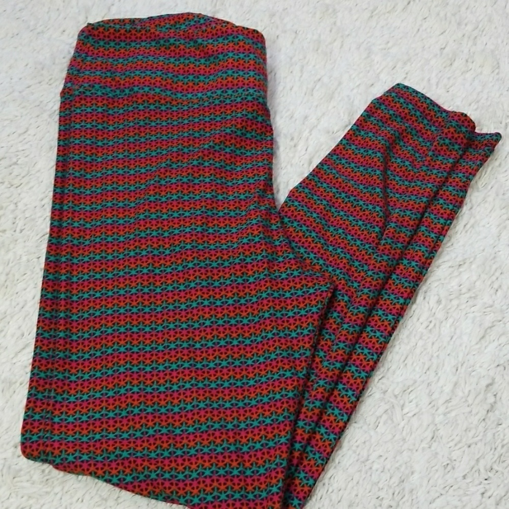 LuLaRoe patterned striped leggings tall and curvy